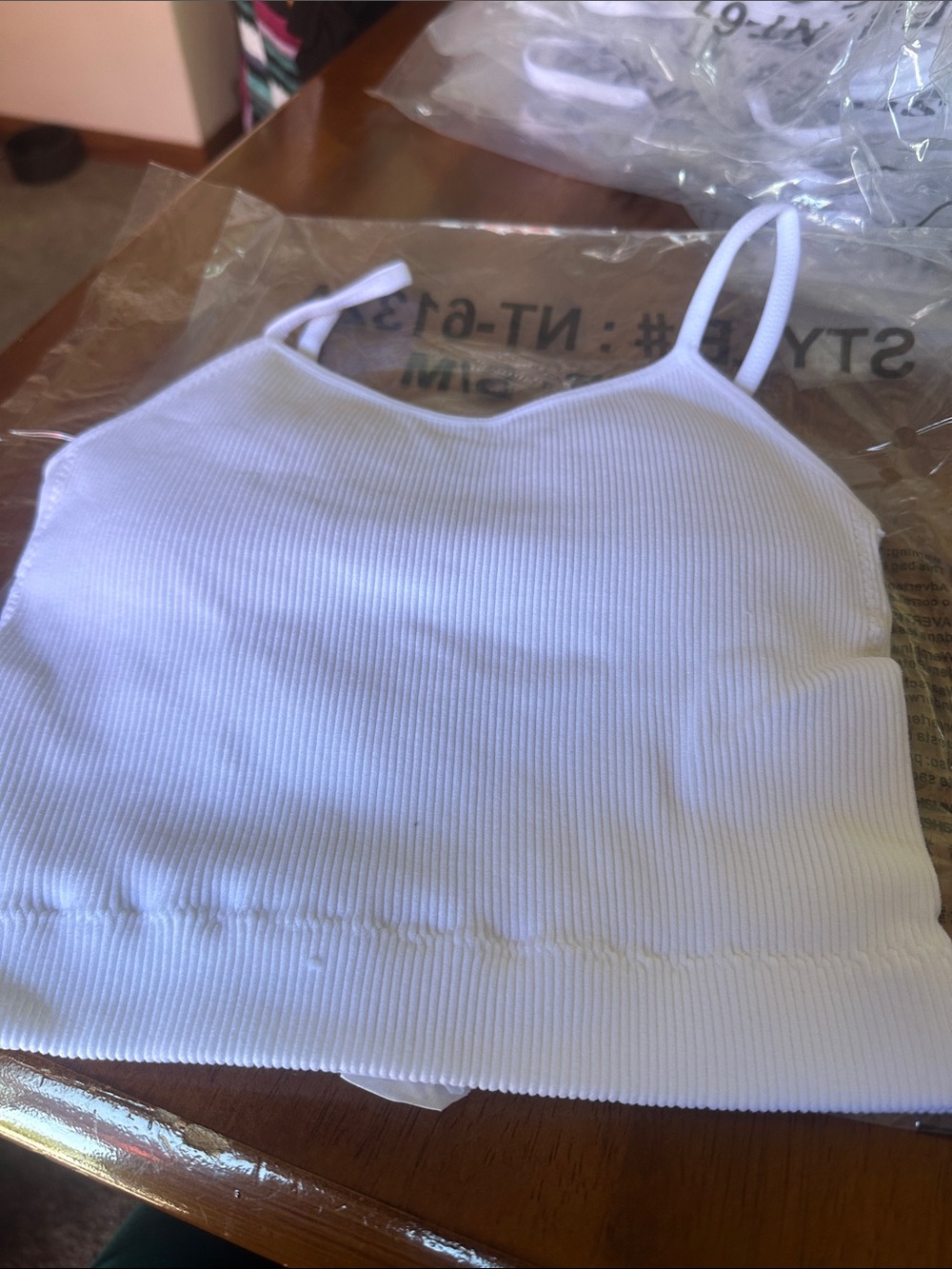 Zenana Outfitters White Ribbed Cropped Cami with Thin Straps